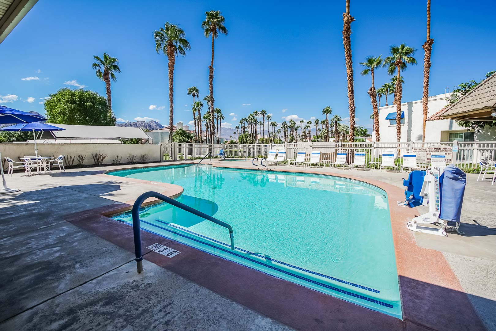 A refreshing pool at VRI Americas' Desert Breezes Resort in California